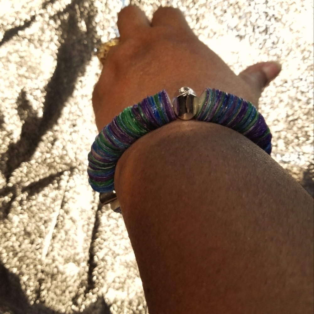New coin like bracelet blue and green